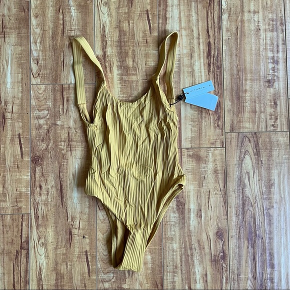 Vitamin A Swim Leah Bodysuit Swimsuit in Iced Mango EcoRib - Picture 3 of 7